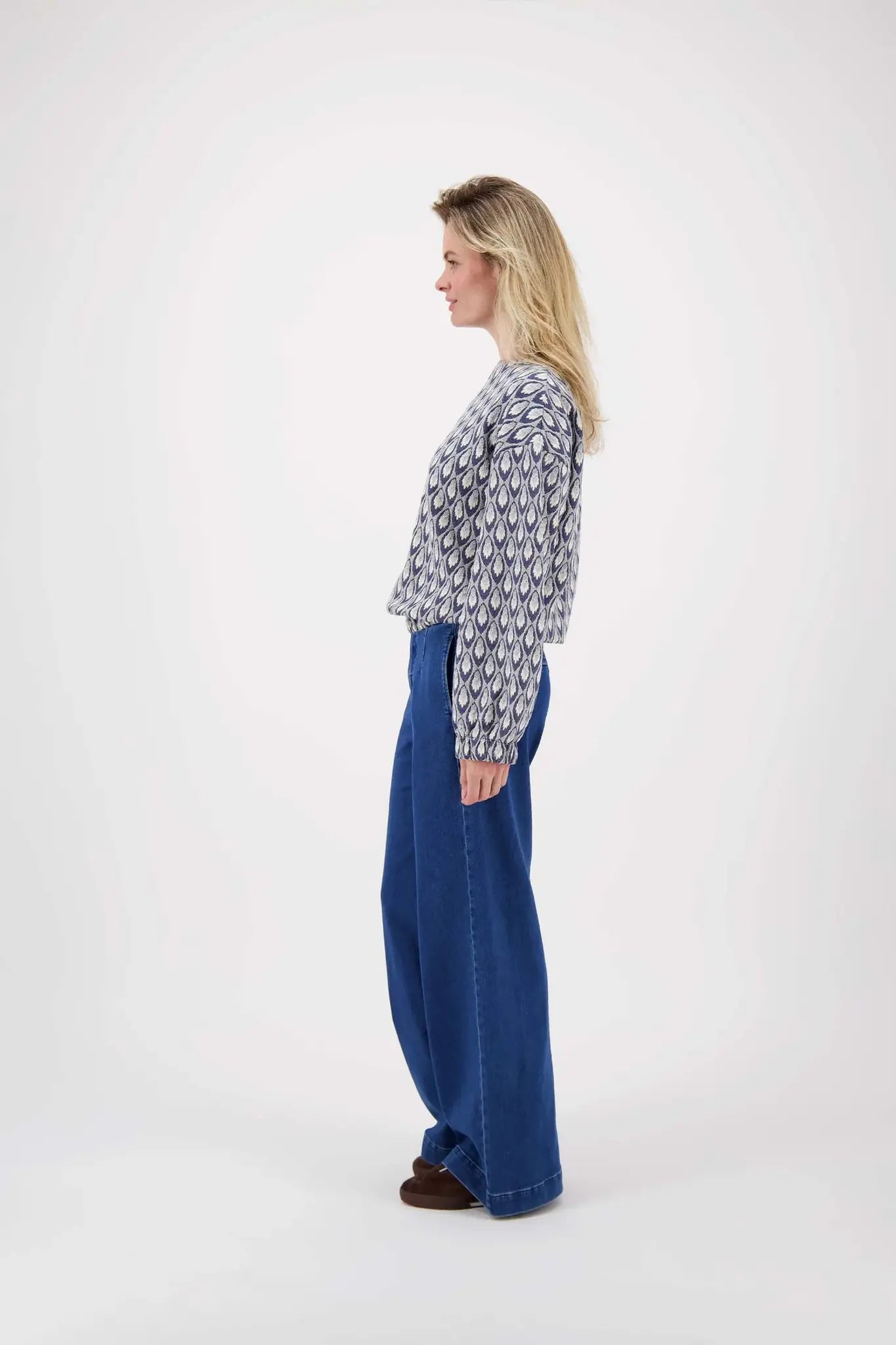 Zusss | Sweater van jacquard stof navy