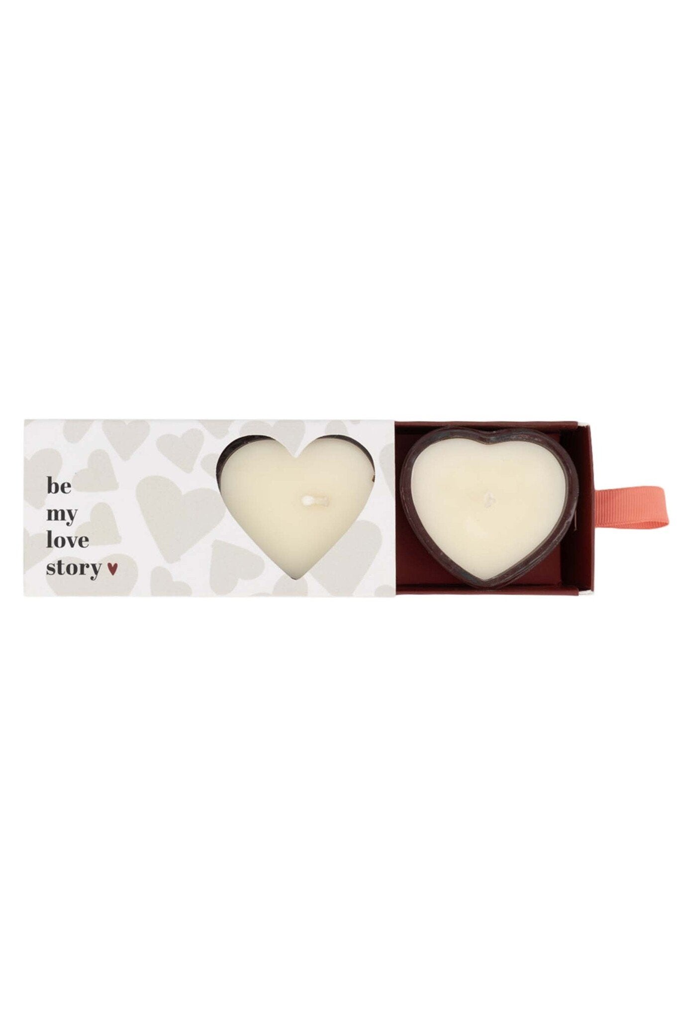Zusss | Set van 2 geurkaarsjes in doosje hartje wit/rood