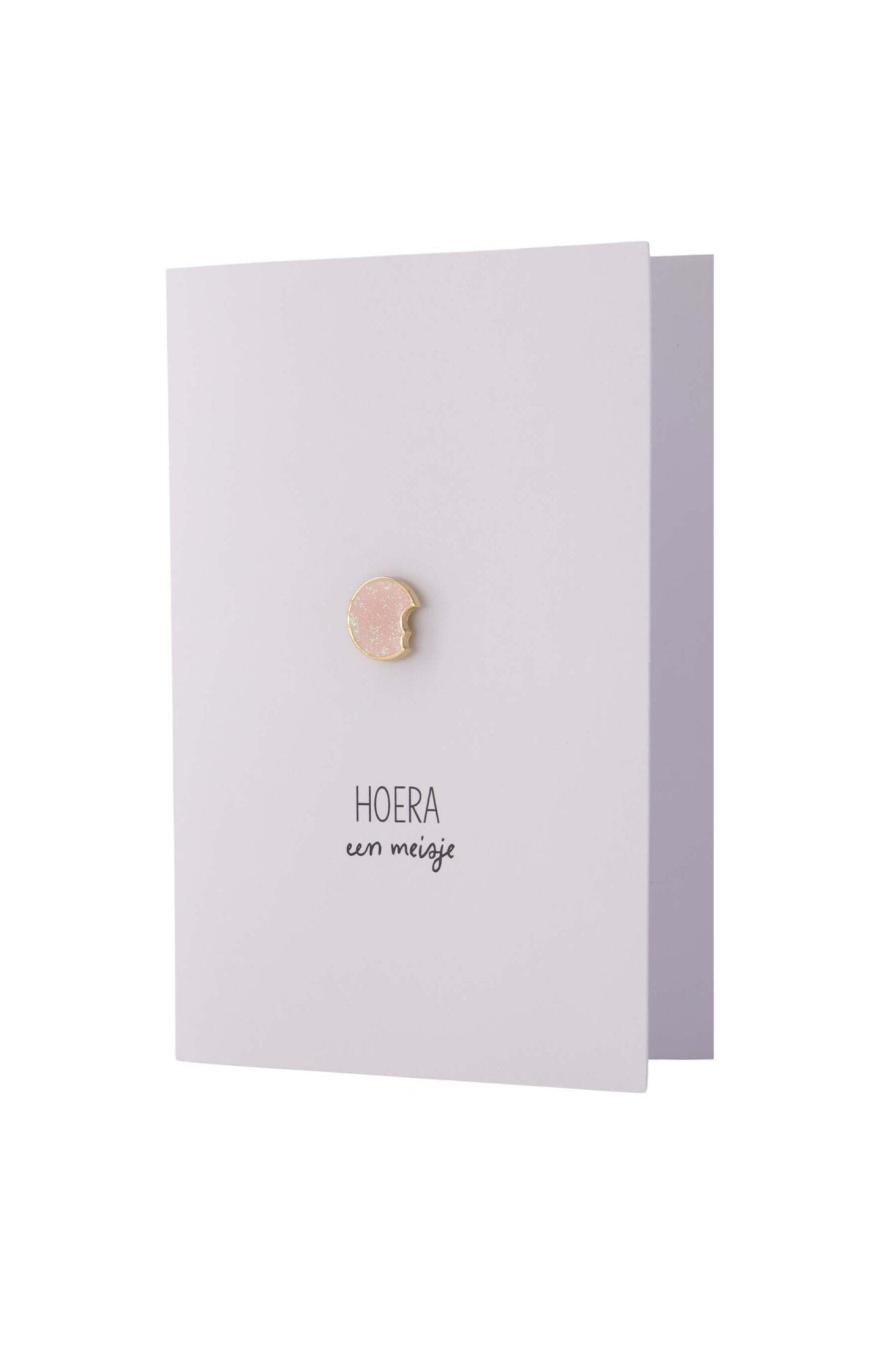 Zusss | Wenskaart hoera een meisje broche wit/roze
