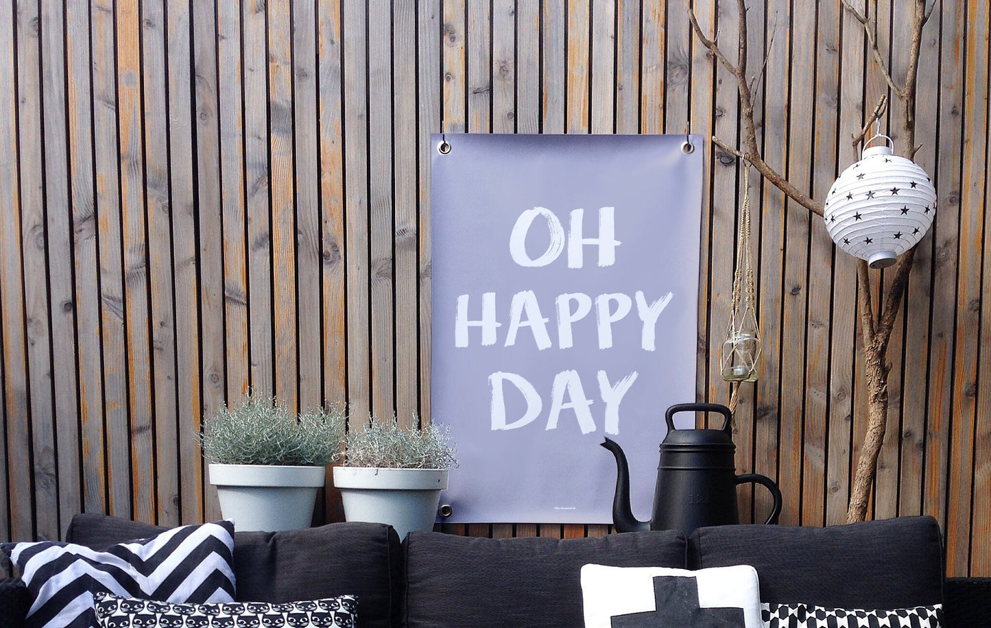 VM | Tuinposter happy day paars wit