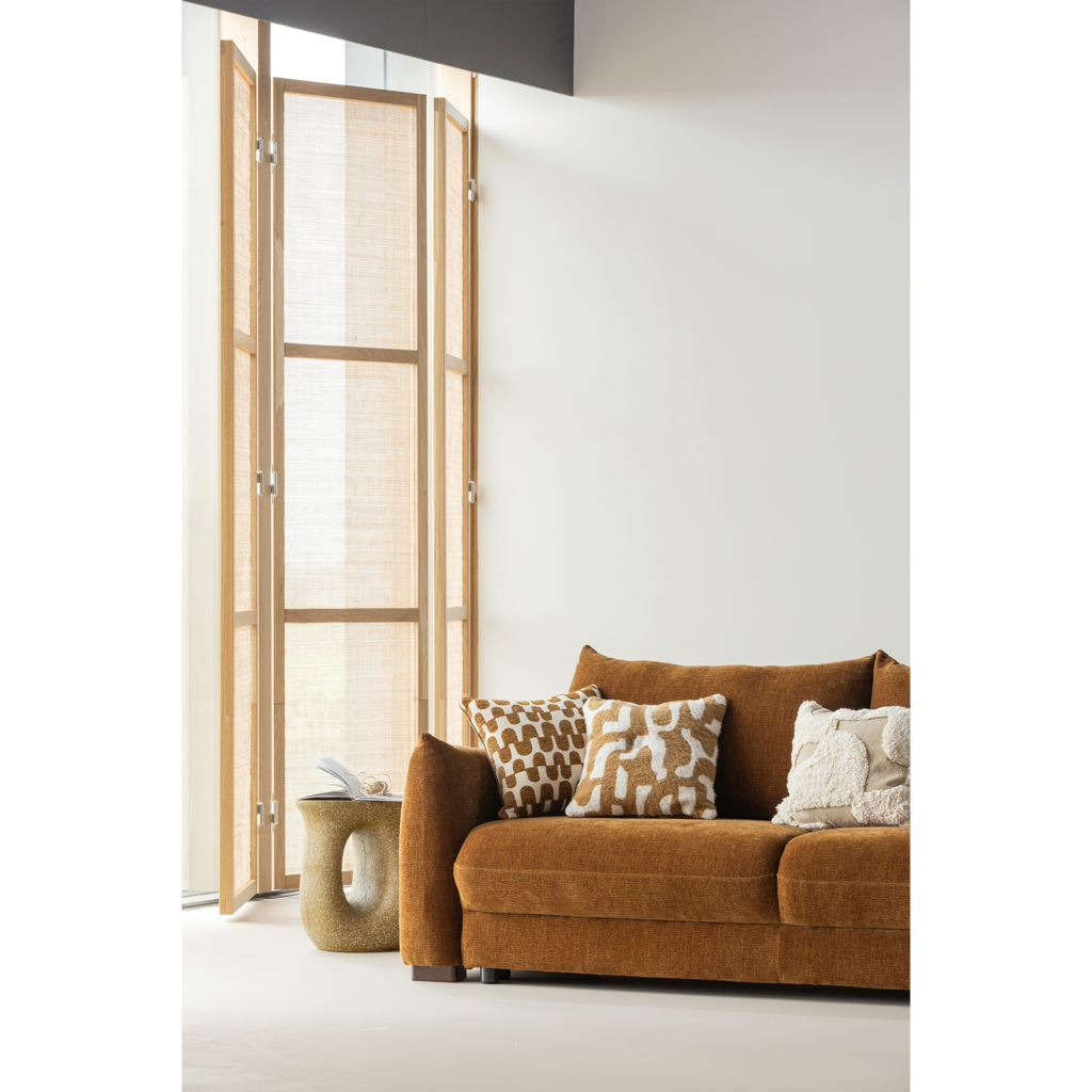 Woood | Kussenset Fayden chenille bruin naturel - set van 3