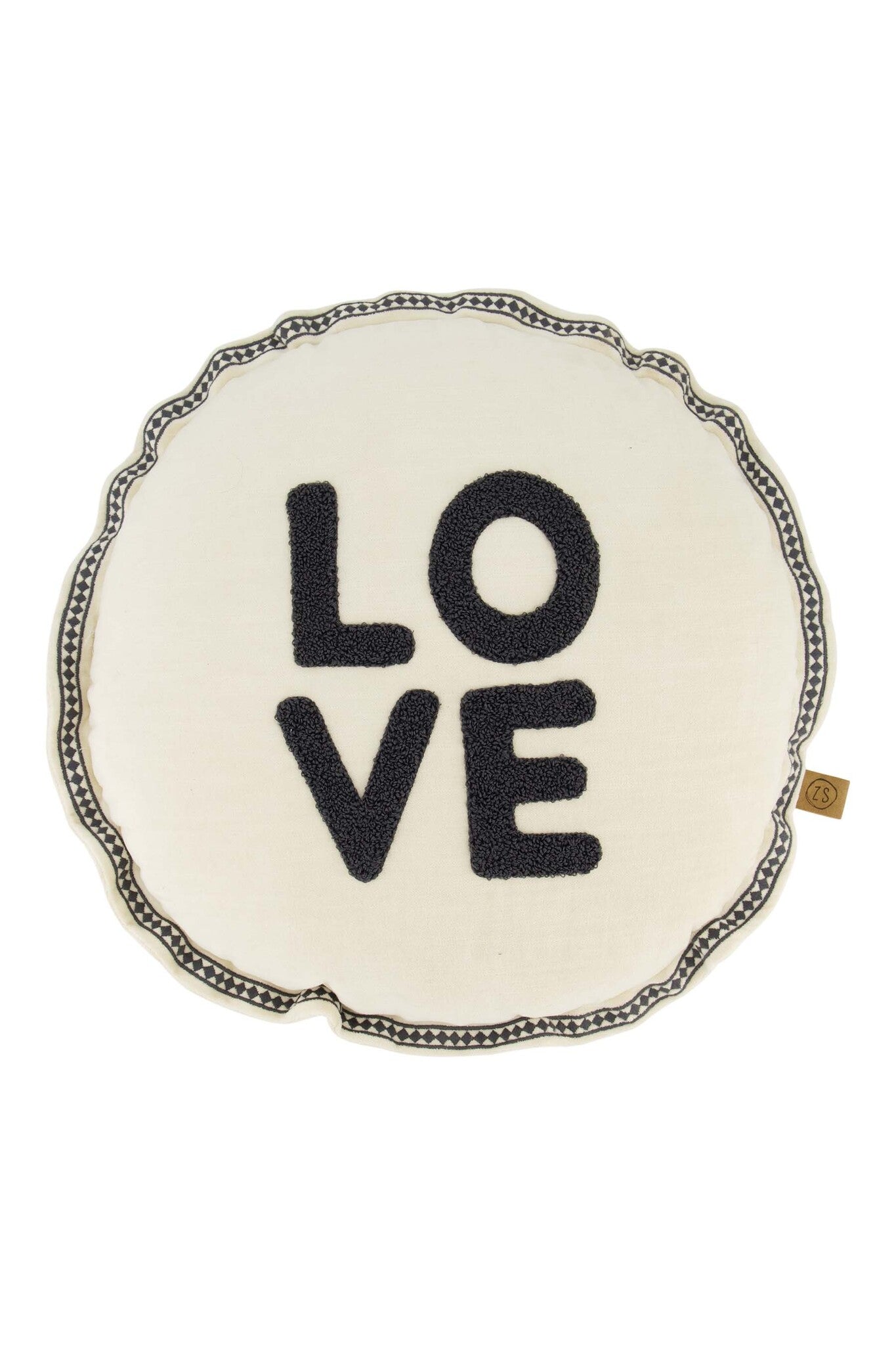 Zusss | Kussen rond love 45cm zand/antracietgrijs