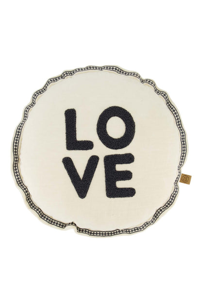 Zusss | Kussen rond love 45cm zand/antracietgrijs