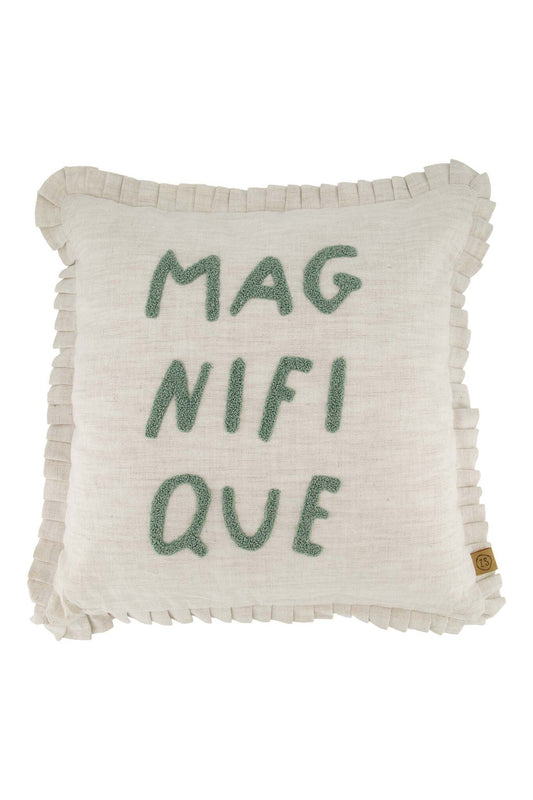 Zusss | Kussen ruffle magnifique 45x45cm peper en zout/grijsblauw