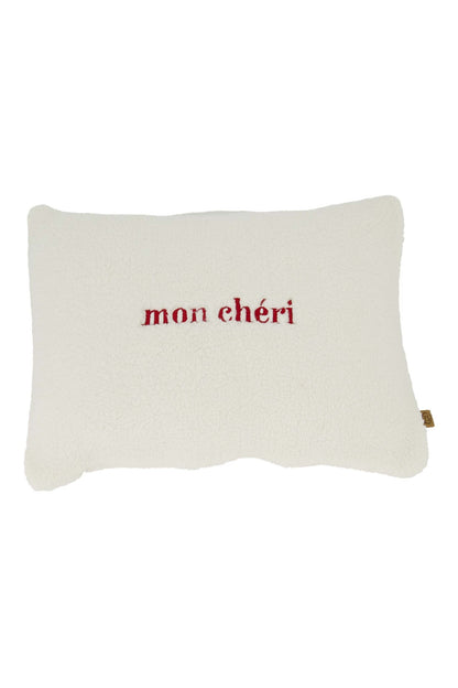 Zusss | Kussen teddy mon cheri 35x25cm wit/rood