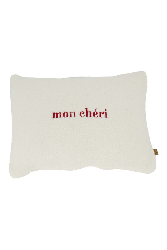 Zusss | Kussen teddy mon cheri 35x25cm wit/rood
