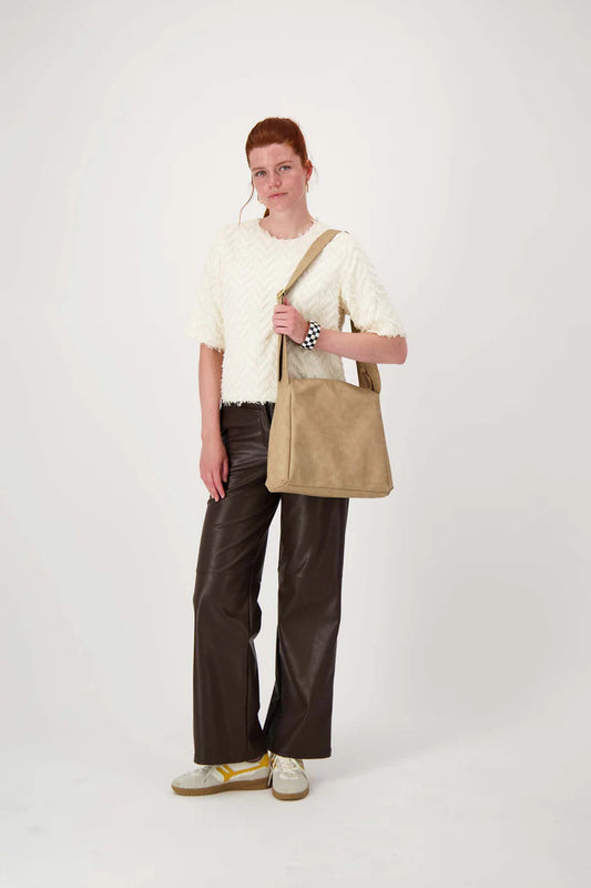 Zusss | Schoudertas met brede band taupe