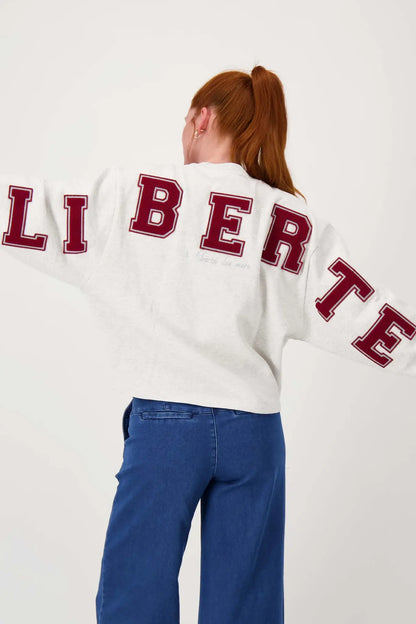 Zusss | Sweater met tekst mid grey/classy red