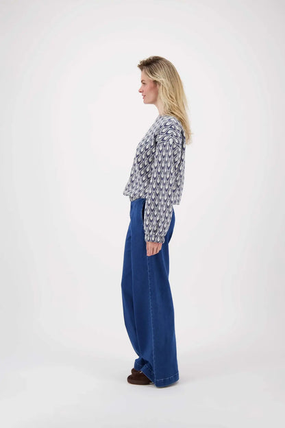 Zusss | Sweater van jacquard stof navy