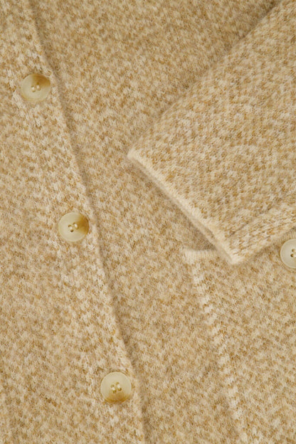 Zusss | Vest jacquard met visgraat structuur beige