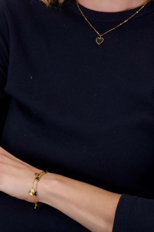 Zusss | Armband met zwarte hartjes