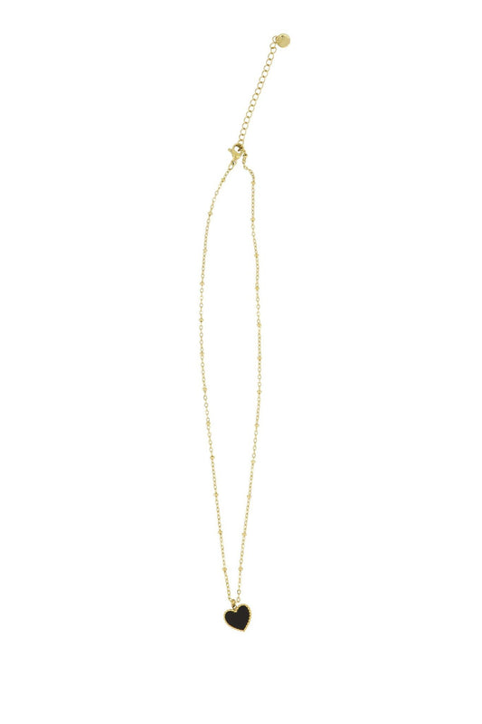 Zusss | Ketting hartjes bedel zwart goud