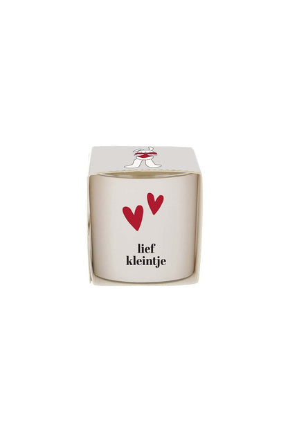 Zusss | Geurkaarsje in wikkel lief kleintje wit/rood