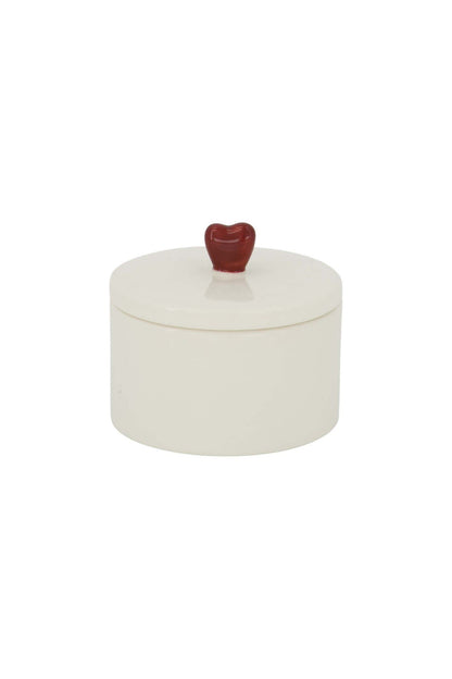 Zusss | Bewaarpot keramiek hartje wit/rood
