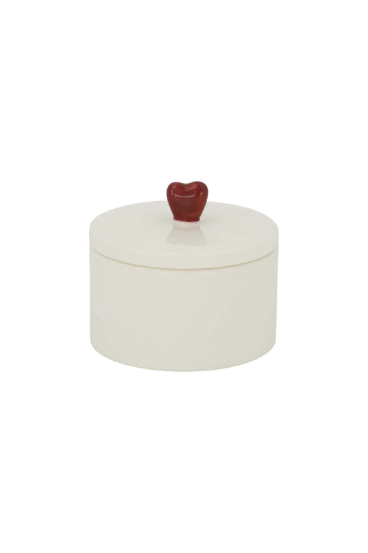 Zusss | Bewaarpot keramiek hartje wit/rood