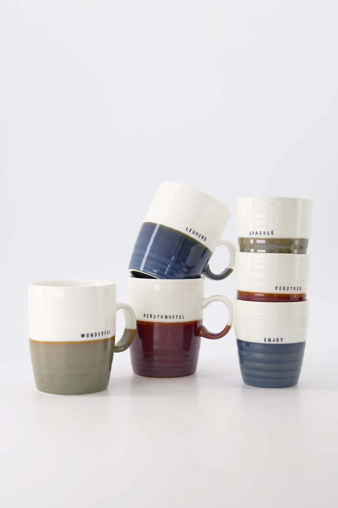 Zusss | Koffiemok sparkle wit/donkergroen