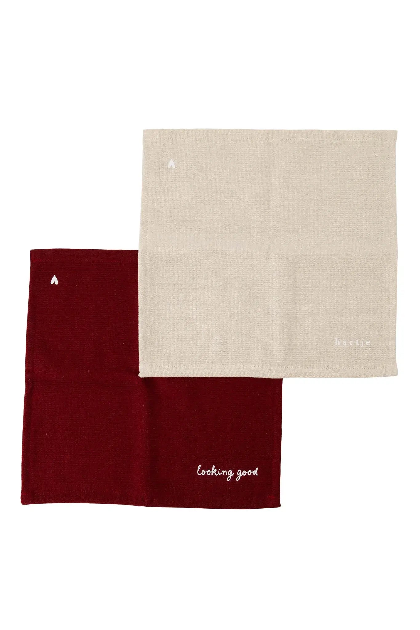 Zusss | Vaatdoekjes hartje zand/port set van 2
