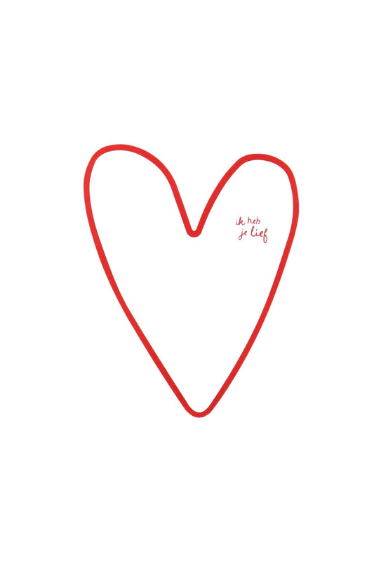 Zusss | Wenskaart hart ik heb je lief wit/rood