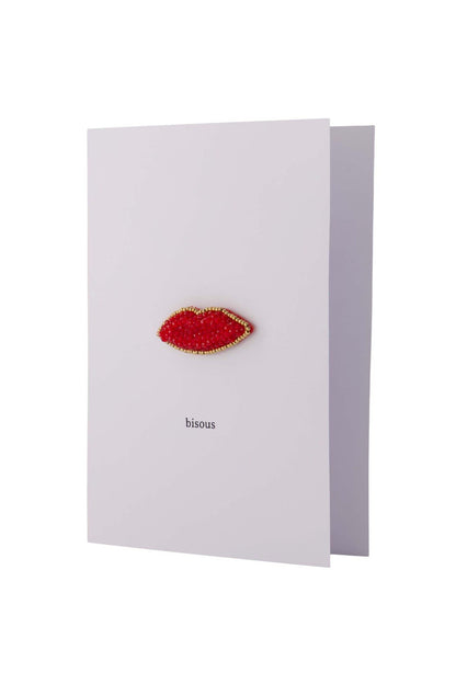Zusss | Wenskaart kusje broche rood
