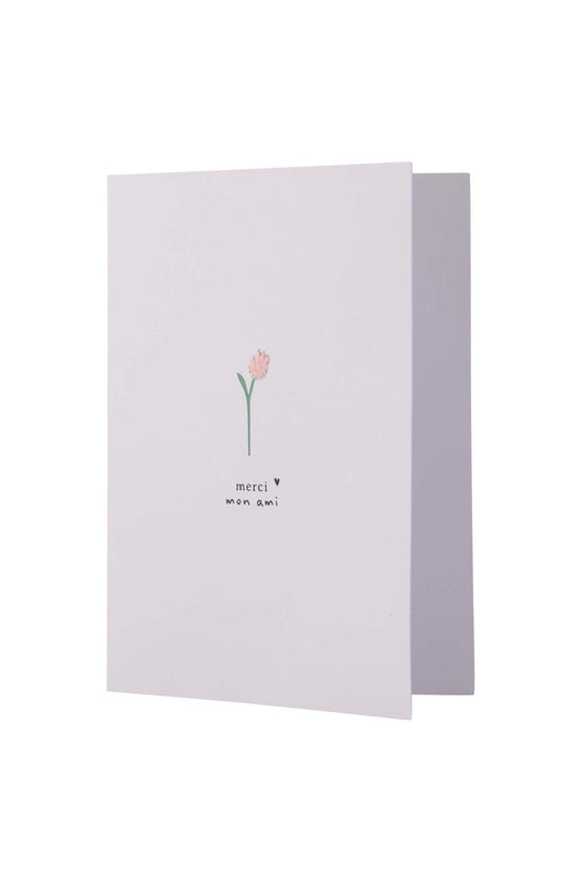 Zusss | Wenskaart merci mon ami wit/zalm