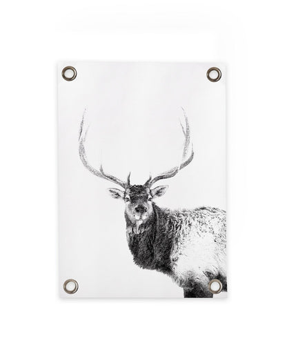 VM | Tuinposter hert zwart wit