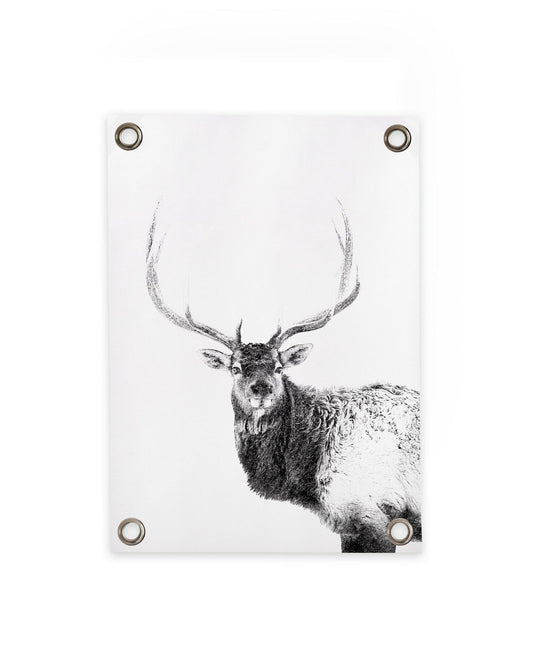VM | Tuinposter hert zwart wit