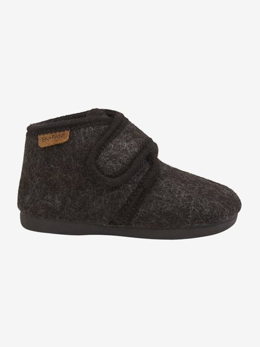 Enfant | Sloffen wol Velcro chocolade melange