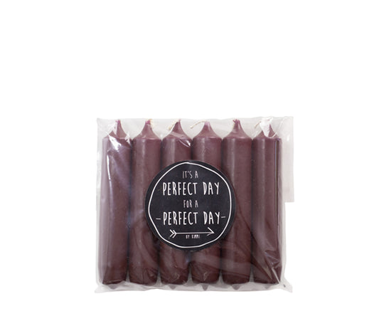 Rustiklys | Korte dinerkaarsjes aubergine (6st)