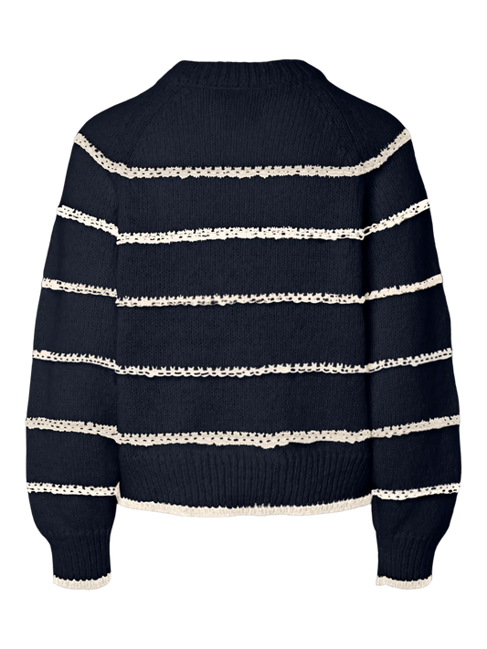Pieces | Trui Nelia donker blauw met streep