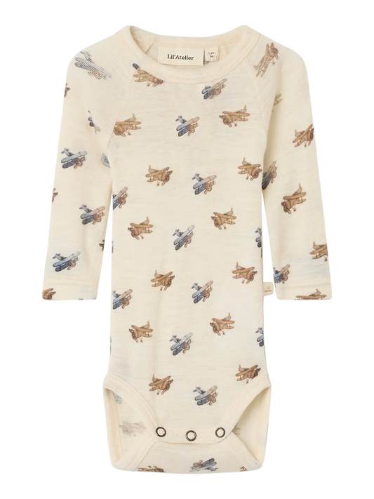 Lil Atelier | Wollen romper Nalu vliegtuigjes