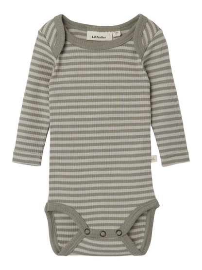 Lil Atelier | Wollen romper Fable Fio groen/grijs