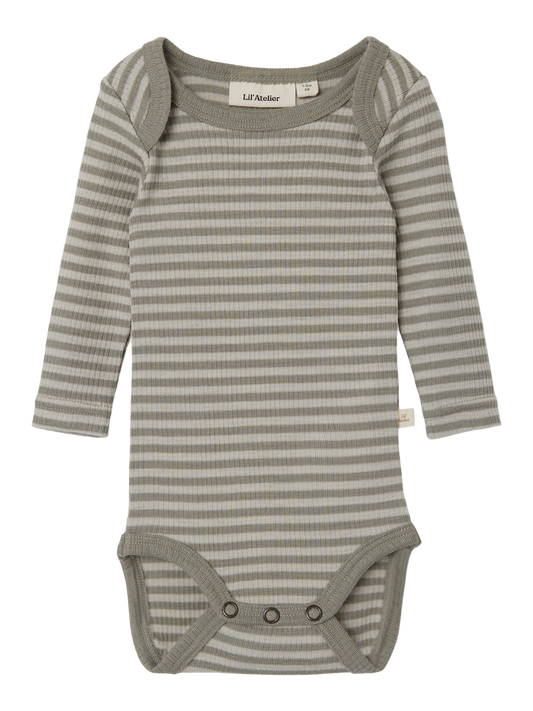 Lil Atelier | Wollen romper Fable Fio groen/grijs