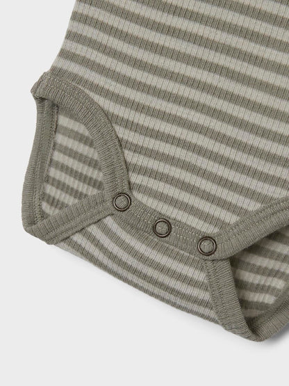 Lil Atelier | Wollen romper Fable Fio groen/grijs