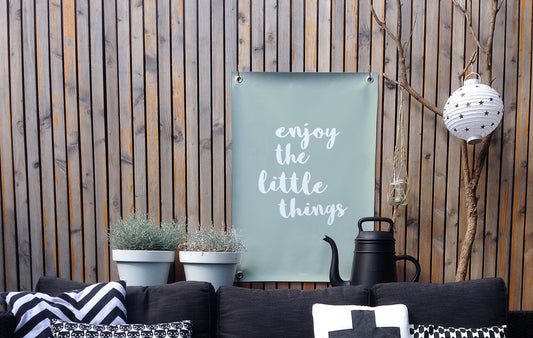 VM | Tuinposter groen wit enjoy the little things