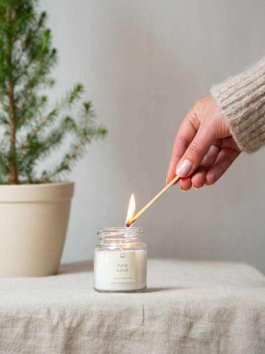Leeff | Geurkaarsje in glazen pot |  Fijne kerst
