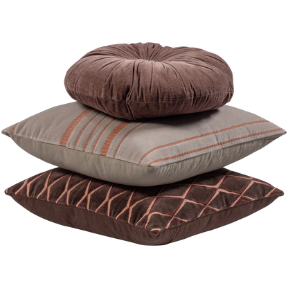 Woood | Kussens Aziz set van 3 velvet bruin/naturel