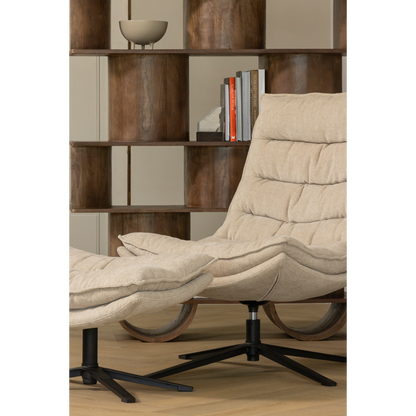 Woood | Kube draaifauteuil met hocker naturel