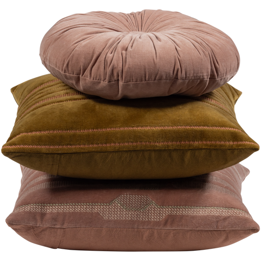 Woood | Kussenset Feis velvet roze naturel - set van 3